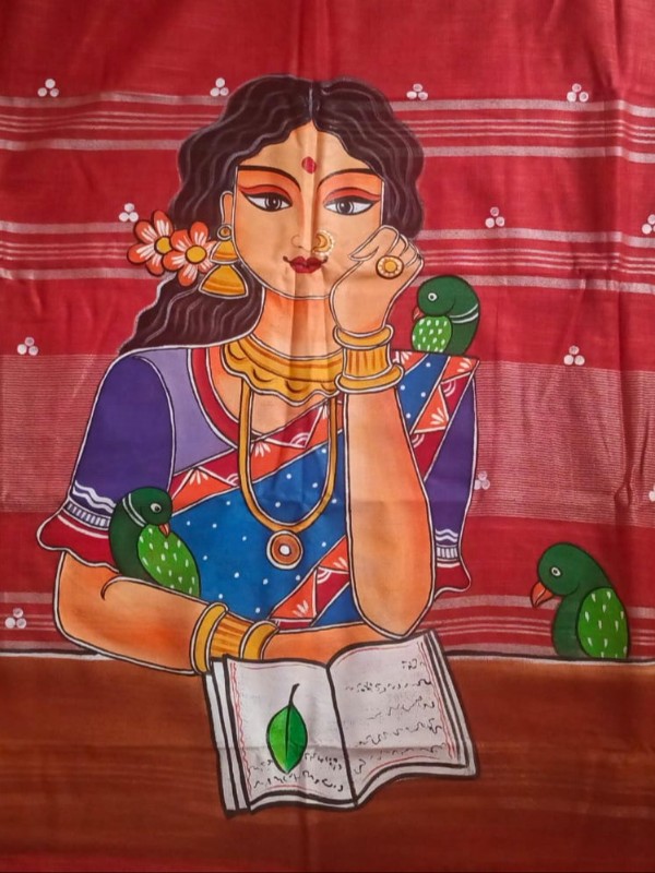 Pure Linen Hand Painted Saree