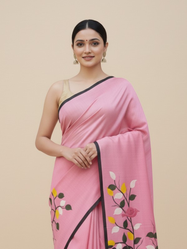 Bishnupuri Hand Painted Kalamkari Silk Saree