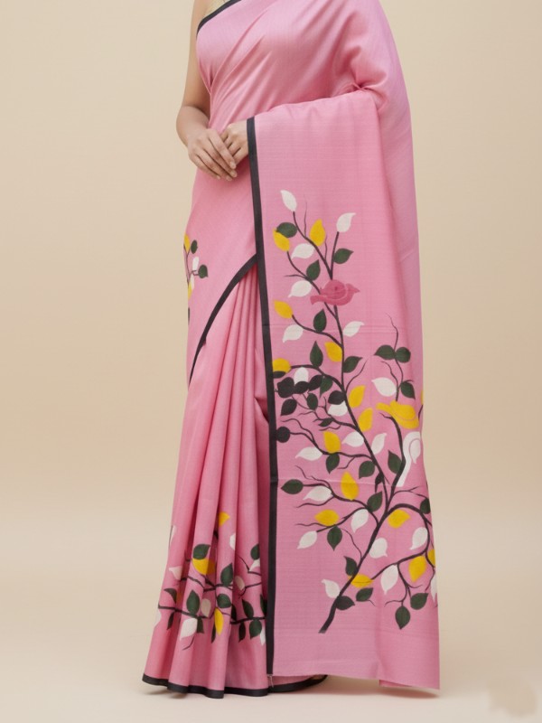 Bishnupuri Hand Painted Kalamkari Silk Saree