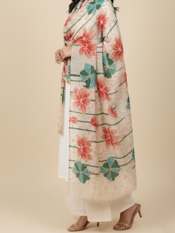 Kalamkari Hand Painted Tussar dupatta