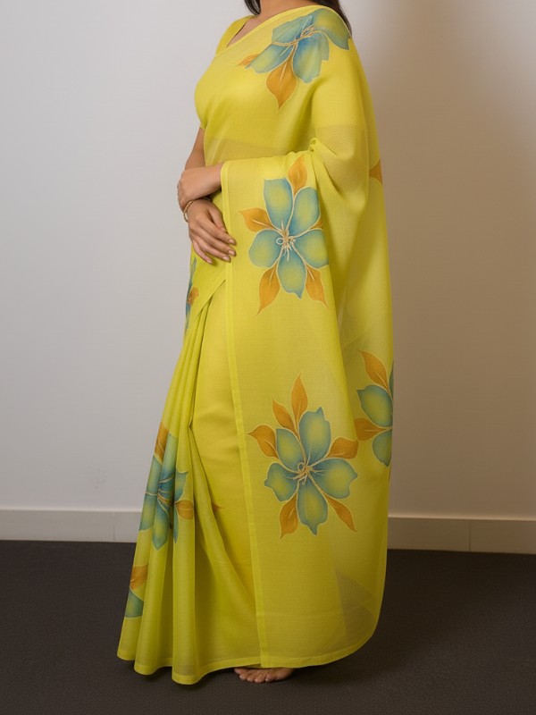 Pure Organza Hand Painted Saree