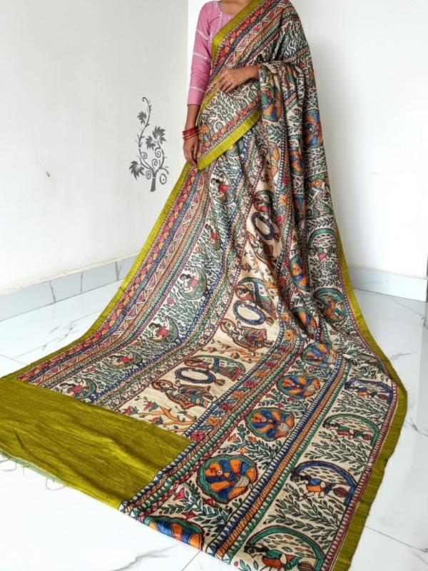 Ghicha Hand Painted Madhubani Saree