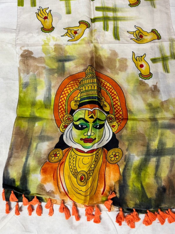 Pure silk hand painted stoles with tessels