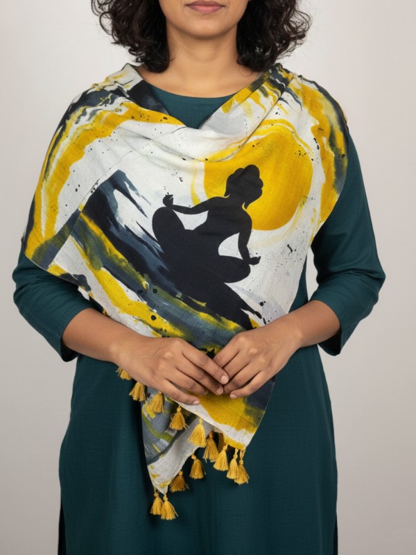 Pure silk hand painted stoles with tessels