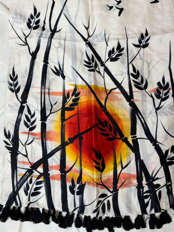 Pure silk hand painted stoles with tessels