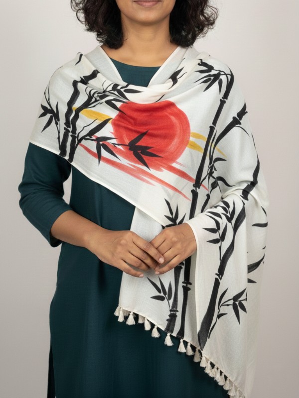 Pure silk hand painted stoles with tessels