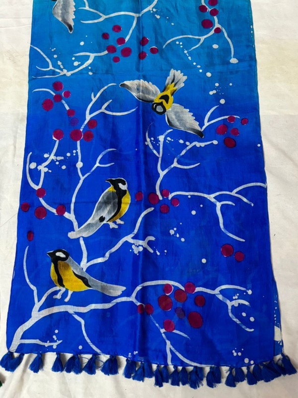 Pure silk hand painted stoles with tessels