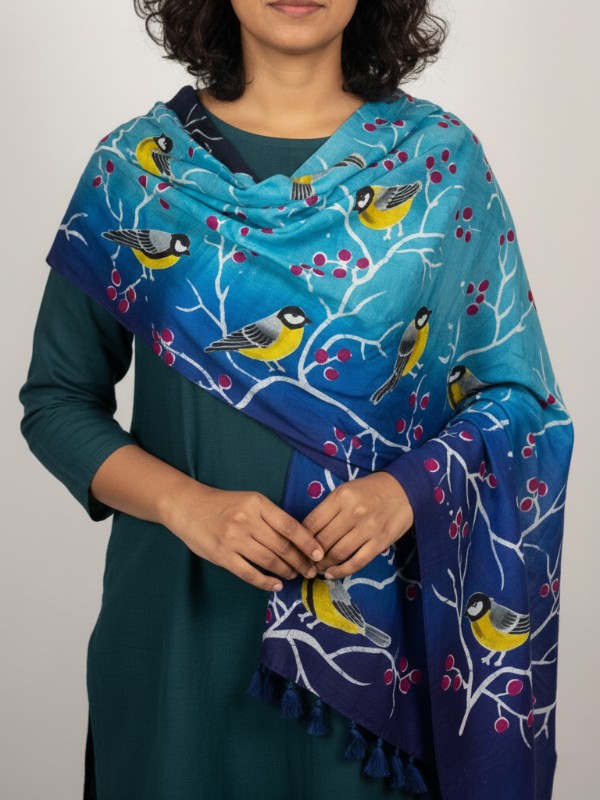 Pure silk hand painted stoles with tessels