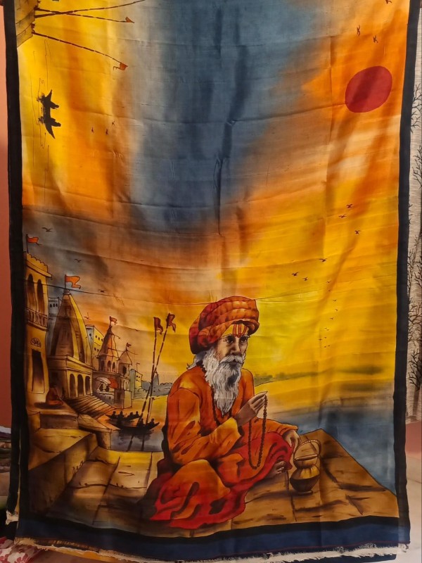 Pure Bishnupuri hand Painted Silk Saree
