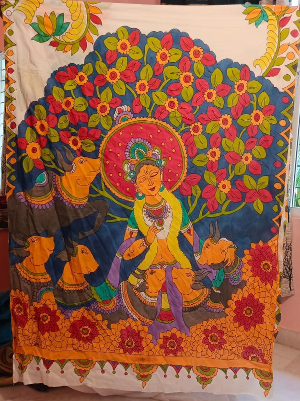 Pure Mul Cotton Hand Painted Saree